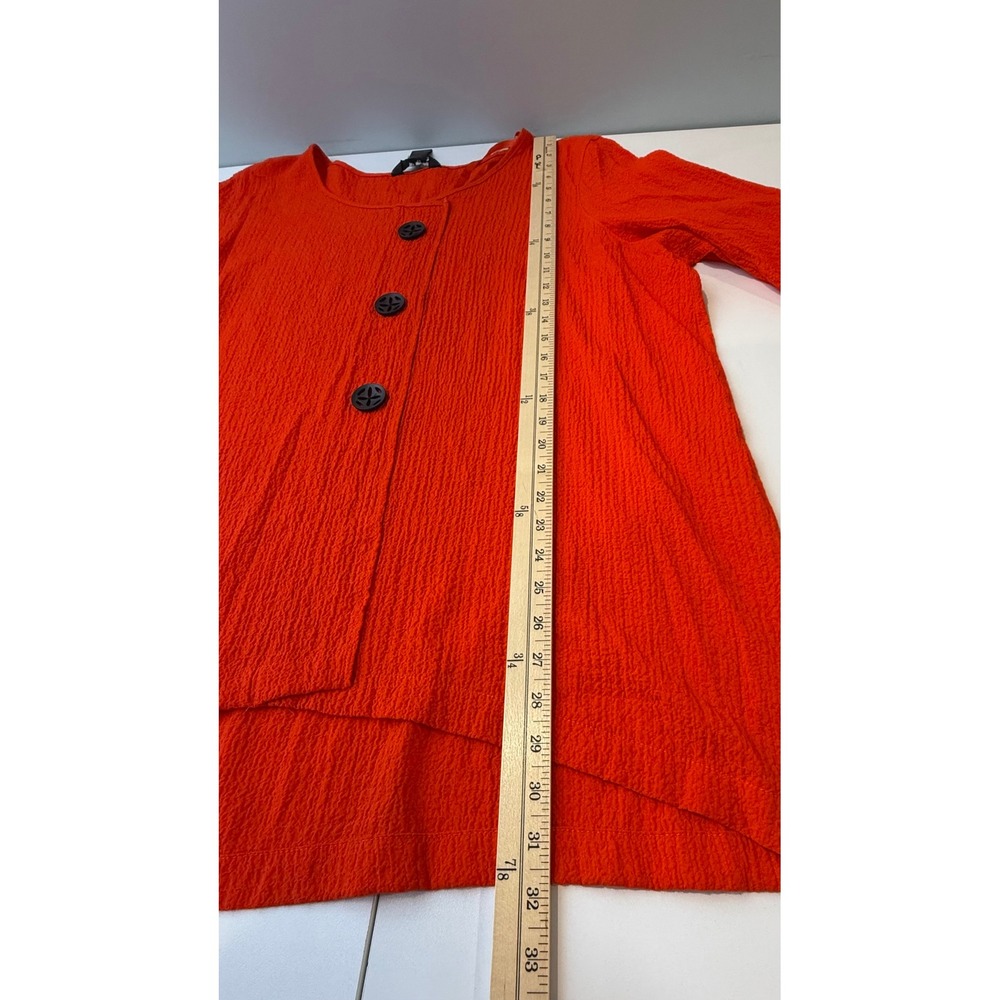 Ali Miles Blouse Womens 1X Orange Crinkle Button Accent Tunic Top Artsy Mature - Picture 8 of 9